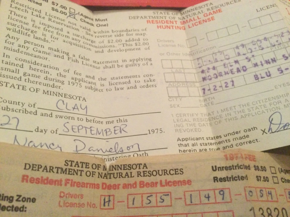 Vintage 1970’s Hunting and Fishing Permits License 6 Deer, Bear ,Small Game, - Image 3 of 4