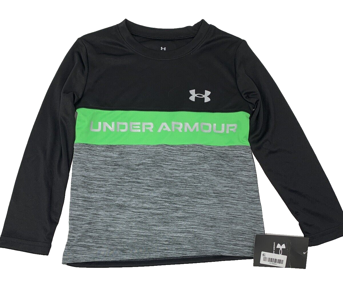NWT Under Armour Boys 6 Black Athletic Long Sleeve Green  display picture 1