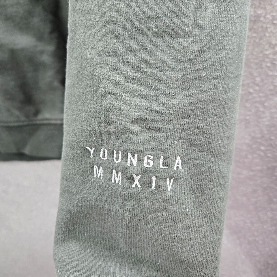 YoungLA Men Sweatshirt Medium Green Logo Always Making Progress