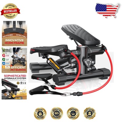Compact Mini Stepper with Adjustable Stride - 350LB Capacity Resistance Bands