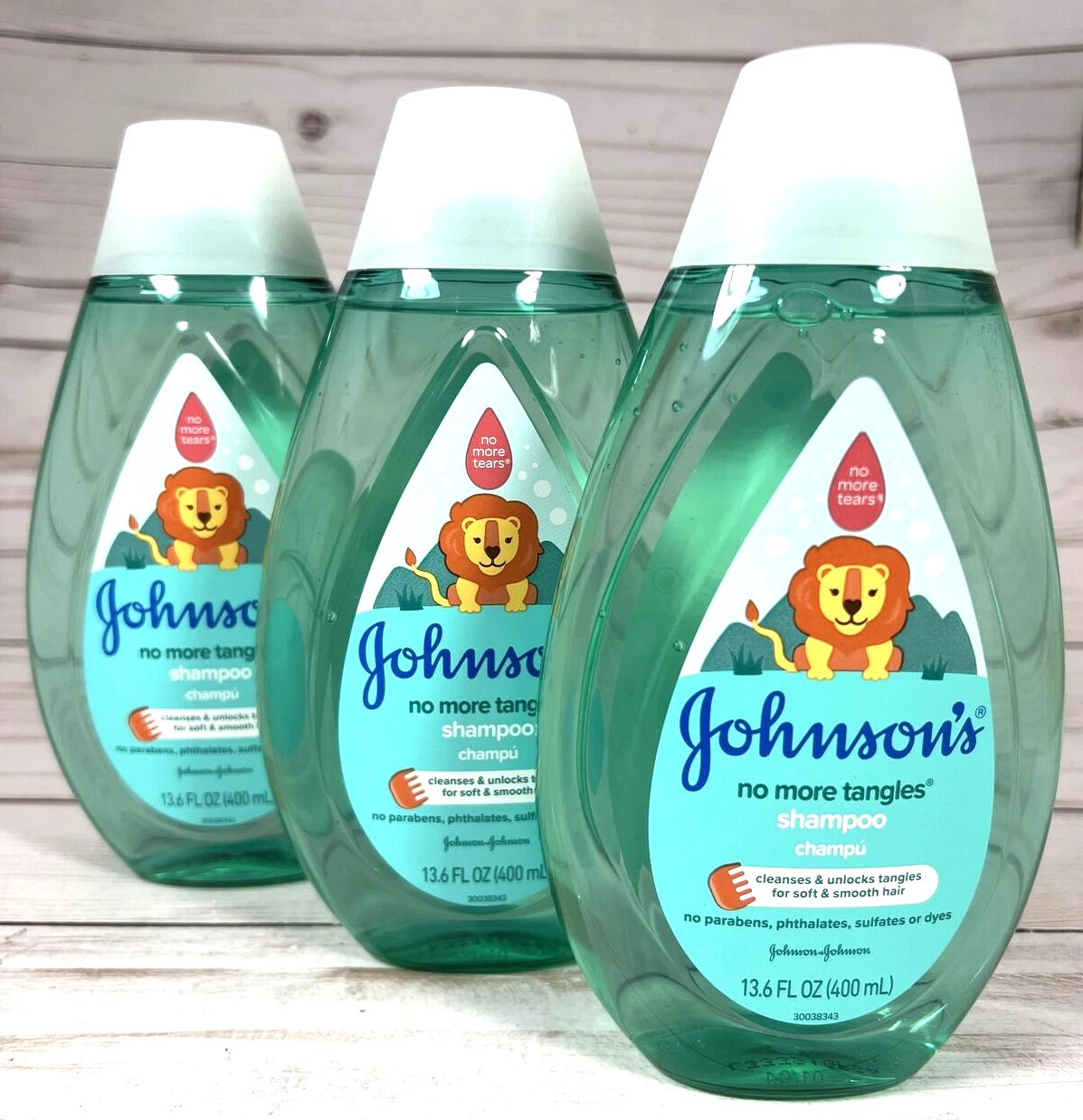 Johnson's No More Tangles Shampoo 13.6oz No More Tears Green (3 Pack)
