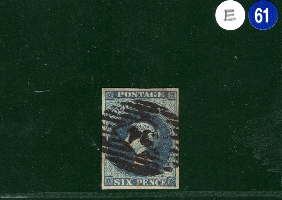 SOUTH AUSTRALIA QV SG.3 6d Deep Blue (1855) Used *34* Numeral Cat £170+ EBLUE61 - Image 2 of 4