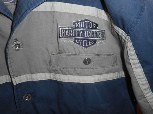 Camisa para hombre Harley Davidson con barra larga y escudo con botones S/S mediana con bloques de colores - Imagen 4 de 7