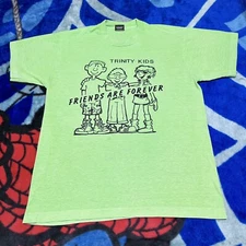 Vintage 80s 90s Screen Stars Friends are Forever Like Green T-Shirt Size Large