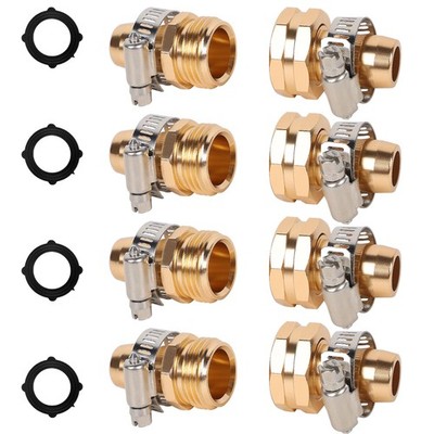 Triumpeek 4 Sets Garden Hose Repair Connector with 3/4'', 5/8'', 4 - Brass