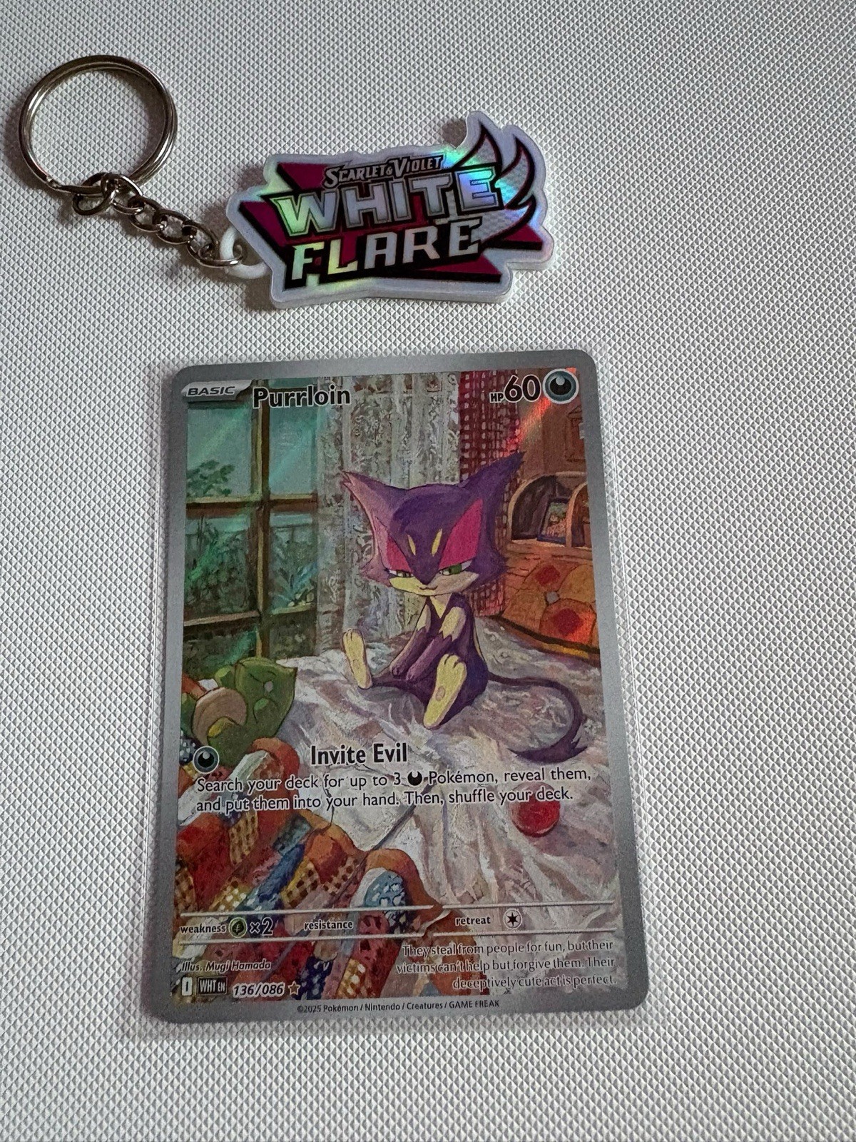 Pokemon TCG Purrloin 136/086 - WHITE FLARE Illustration Rare NM