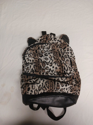 Lepord Print Backpack With Ears about 14x10x5