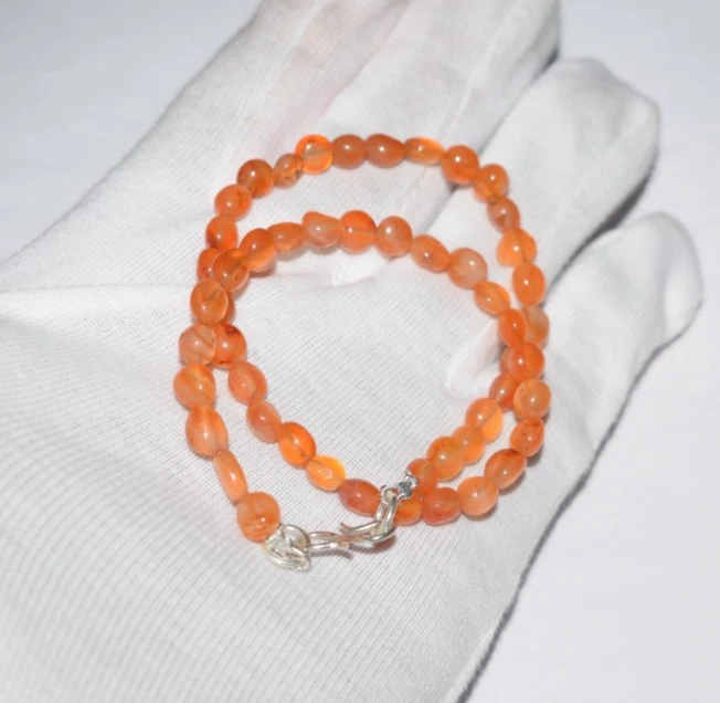 Naturale Avventurina Corniola Gemma 925 Argento Sterling 17 " Stringa Collana - Immagine 4 di 4