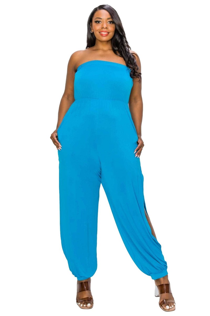 PLUS SIZE Boucie Sleeveless Jumpsuit w/ Leg Slit