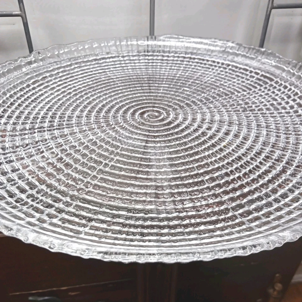 Pampered Chef ~ Plato redondo de vidrio brillante. Artículo # 2001 ~VINTAGE NUEVO. db Foto 3 de 4