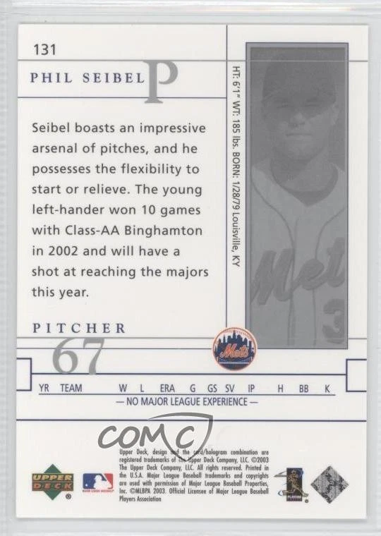 2003 Upper Deck Game Face Faces of the Future Phil Seibel #131 Rookie RC - Image 2 of 2