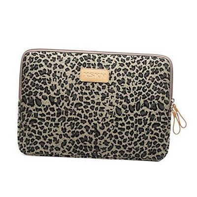  Yellow Leopard Spot Canvas Fabric Zipper Laptop Yellow, for 13.3 Inch Laptop