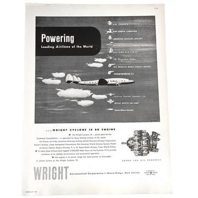 1950 Wright Aeronautical Cyclone 18 BD Engine  Vintage Print Ad