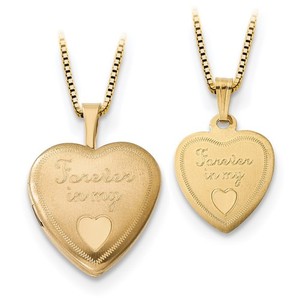 Authentic 14K 16mm Forever in Heart Locket/Gold-plated Sterling 12mm Pendant