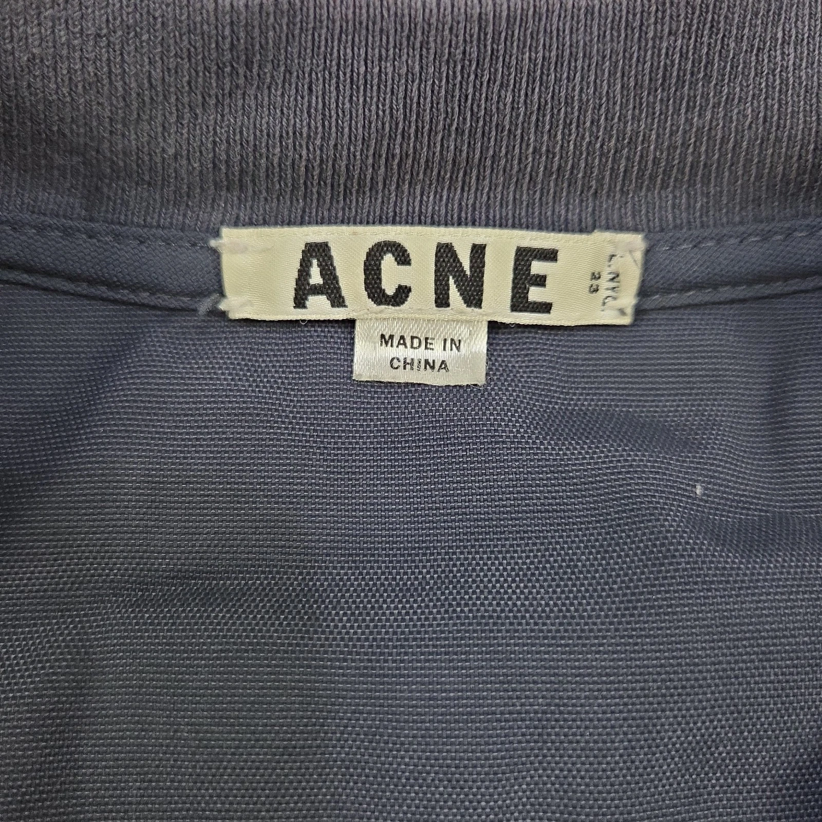 Acne Studios Denzel Bomber Jacket Mens XL Navy Blue Full Zip Drawstring Stained image 6