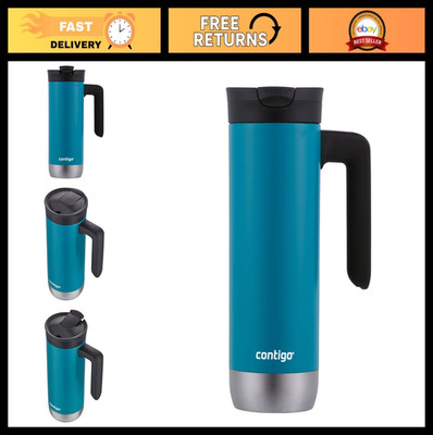 Stainless Steel Travel Mug 20oz with Handle, Leak-Proof Lid, Double-Wall Insulat