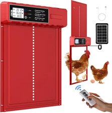 Automatic Chicken Coop Door Solar Powered with XL Large Size 10.8″X 14.2″ Red Au