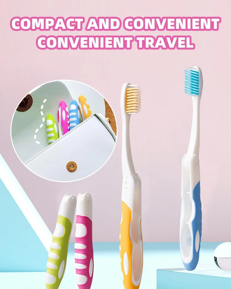4 Spazzolini Da Viaggio Portatili Da Denti Pieghevoli Con Setole Morbide Spazzol - Immagine 4 di 4