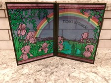 Vintage Sky Pilot CA. Seriglass Stained Glass Style Self Standing Flower Design 