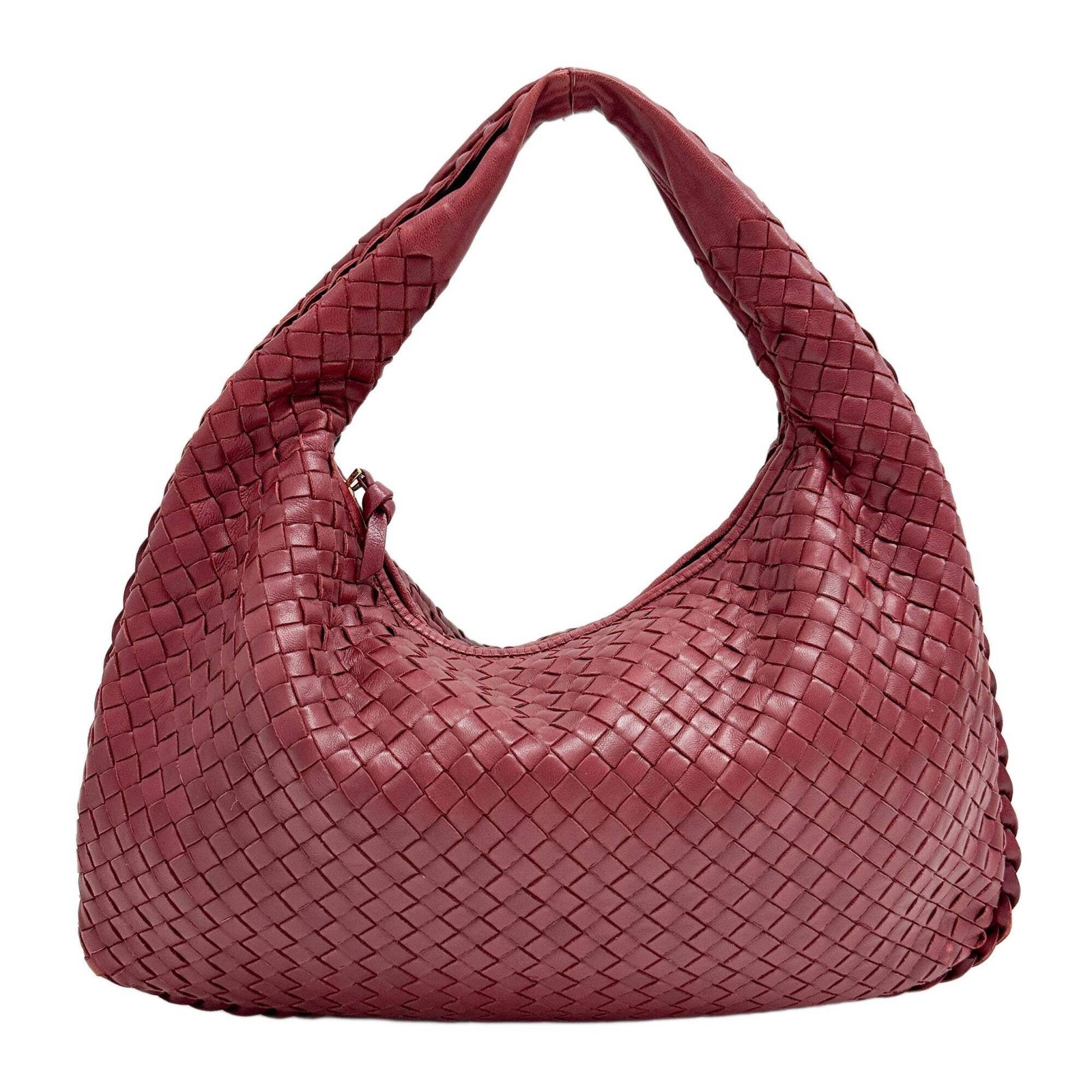 BOTTEGA VENETA Veneta Intrecciato Red Leather Shoulder Bag