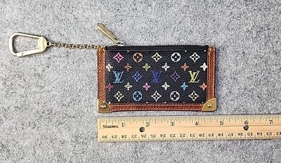 Auth LOUIS VUITTON M92654 Monogram Multicolor Pochette Cles Purse Black 250315