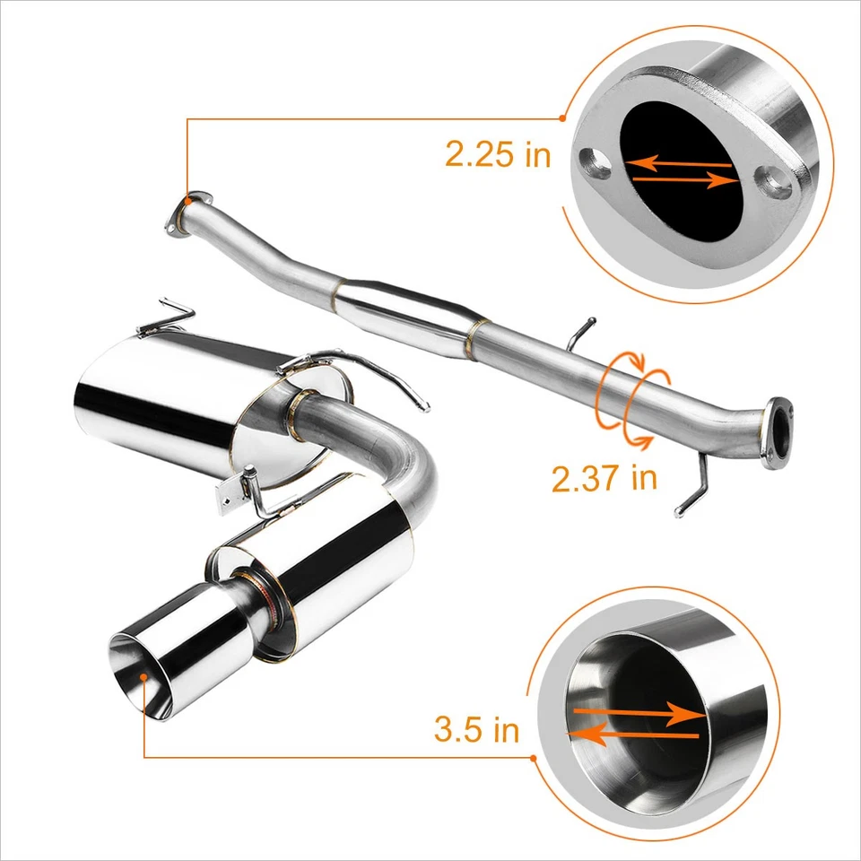 Silenciador de escape Catback para Mazda Miata MX-5 NA 90-97 1,6 L/1,8 L 3,5" punta enrollada Foto 3 de 4