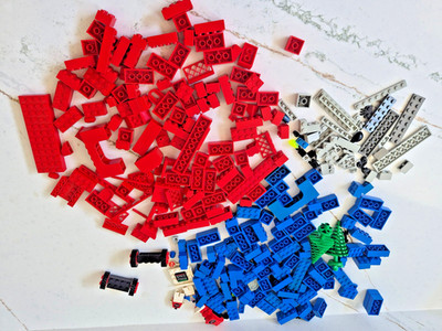 LEGO MIXED LOT RED, BLUE, GRAY, BLACK, SPECIAL PIECES