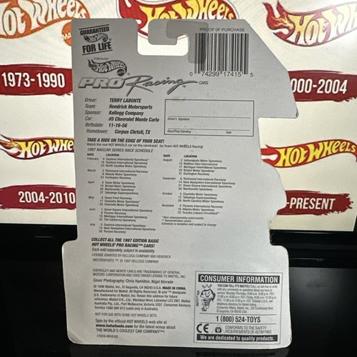 Hot Wheels Racing 1997 #5 Kellogg Terry Labonte Marte Carlo Race Car - Picture 7 of 7