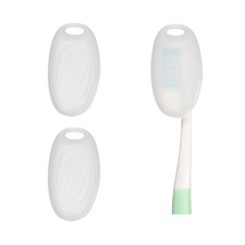 2 Pcs Silicone Toothbrush Covers Cap with Hanging Hole, Clear