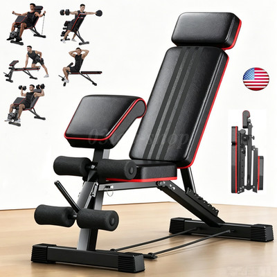 Foldable Dumbbell Weight Bench Fitness Incline Bench Adjustable Workout 1000LBS