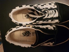 VANS Old Skool Checkerboard M 6.5 W 8.0 Black White Skate Shoes