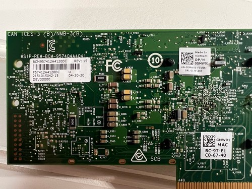DELL 0GMW01 Broadcom BCM9574 double ports SFP 10 Gbit/s PCI Express - Photo 3/3
