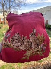 NEW Vintage 90 Deadstock Cotton Deluxe pink BUNNIES Easter sweatshirt XL cottage