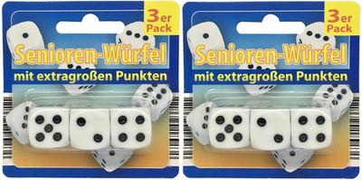 2x 3 Senioren Würfel extragroße Punkte Spielwürfel Würfelspiel Augenwürfel  Groß