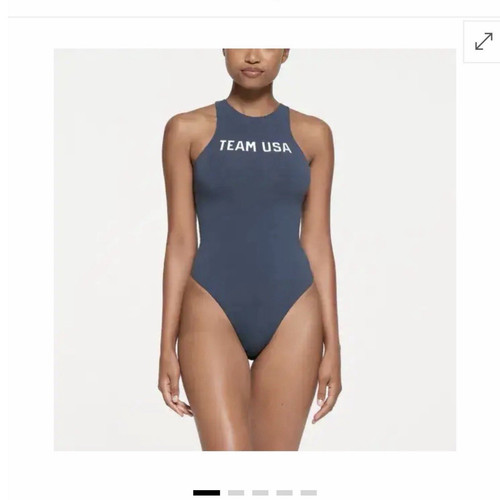 Skims Team USA Olympic High Neck Bodysuit Navy One Piece Size M