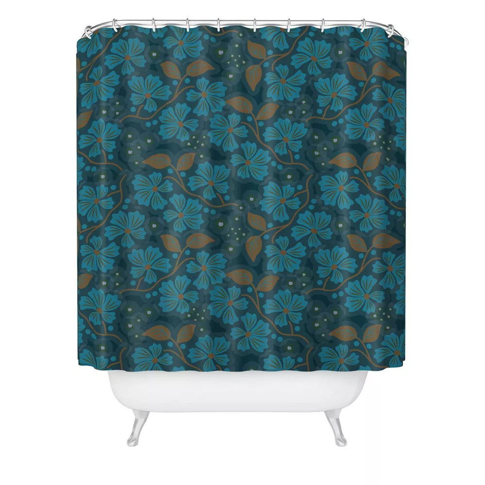 Занавеска для душа Deny Designs Mirimo Flora голубая