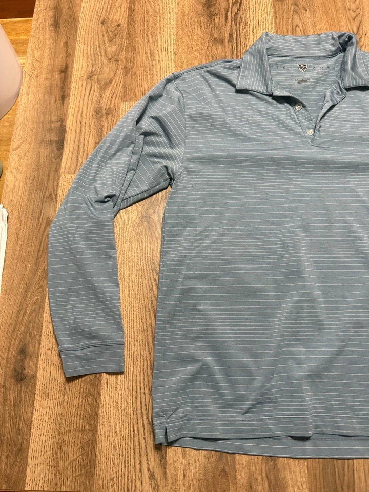 Camisa de golf Nike para hombre talla mediana azul polo manga larga 1/4 botones Foto 3 de 4