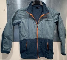 Columbia Full-Zip Nylon Overlay Fleece Jacket Zip Pockets Youth XL Green