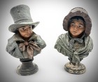 Pair Of Victorian Hand Painted Plaster Busts