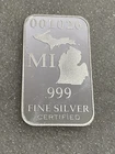 1/2 Troy Oz .999 Fine Silver Michigan State Bar- Federated Mint