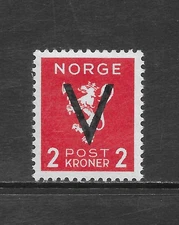 NORWAY SCOTT 237 MNH F/VF - 1941 2k BRT RED ISSUE - LION RAMPANT WITH OVERPRINT