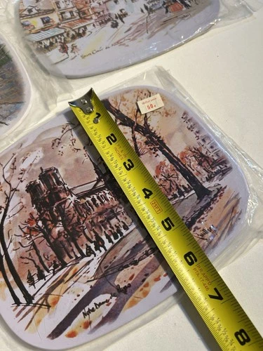 Vintage 1960s MCM Puillery Paris Scenes Trivets Set of 3 Action HK NOS Sealed image 3