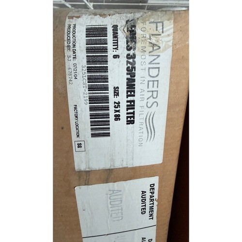 Flanders Air Filter Series 325 Panel Filter 25X86, 6 Qty.