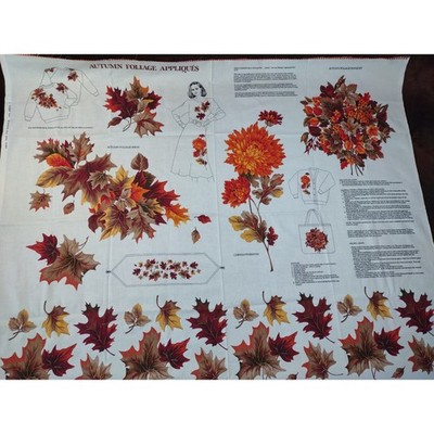Vintage Autumn Foliage Fabric Applique Panel VIP Cranston Print Works