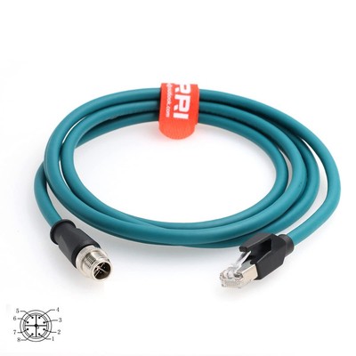 DRRI M12 X-Coded 8 Pin to RJ45 Gigabit Ethernet Interface Cat 7e Shielded Cab...