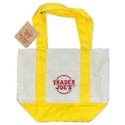 TRADER JOE'S MINI CANVAS TOTE BAG YELLOW - NWT & SOLD OUT IN STORES