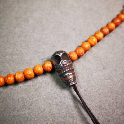 Cold Iron Guru Bead T-drilled 3-Hole Mala Bead Prayer Bead Accessories