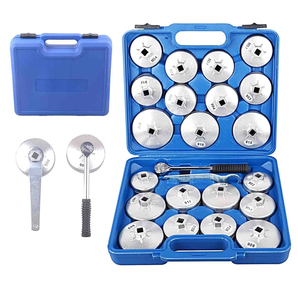 23Pcs Cup Type Aluminium Oil Filter Wrench Removal Socket Remover Tool Set Kit