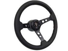 1968-78 Mustang 6 Bolt Black Leather Steering Wheel Kit Wholes Black Pony