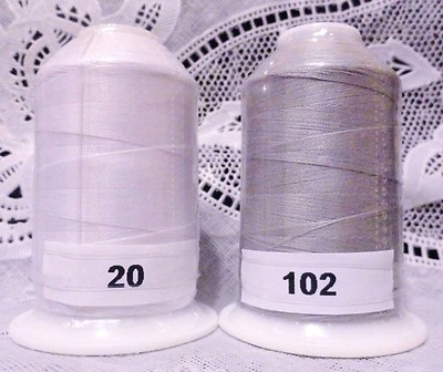 NEW White & Light Gray GUTERMANN miniking 100% polyester thread 1094 yd Spools 